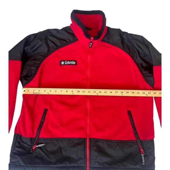 Columbia Men's L Sage Peak Fleece Jacket Full Zipper Winter Warm Red Black - Picture 4 of 6